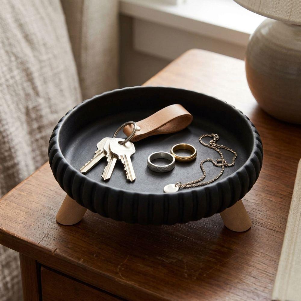 Round Key Trinket Jewelry Tray 3D-Printed Sundries Storage Dish Modern Catchall Tray Dresser Top