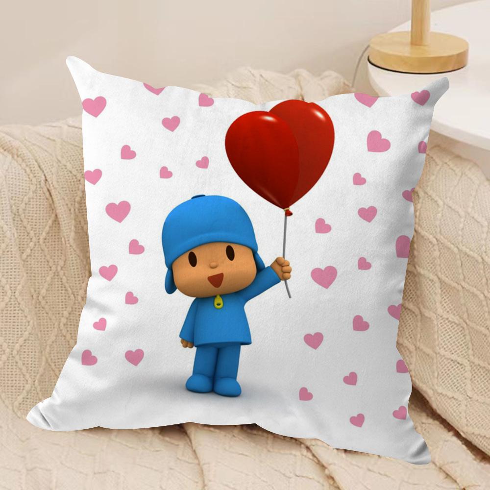 Cartoon Cute P-Pocoyo Cushion Cover Silky Short Plush Double-Sided Printed Pillow Case For Sofa All Seasons Home Decor Gift