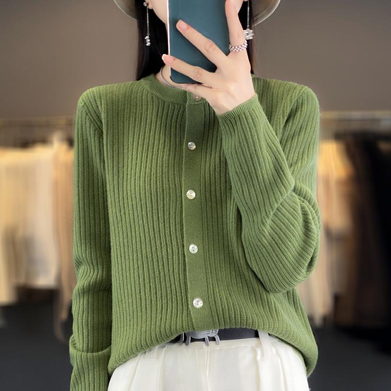 Autumn and Winter Women's Knitwear Fashion Casual Solid Color Print Long Sleeves O Neck Sweater