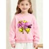 European Sizes Kids' Black Sweatshirt with Softball and  Bow Print for Casual Wear and Sports Activities