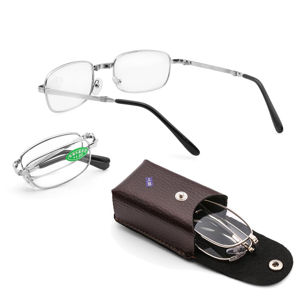 Foldable Reading Glasses Folding Hyperopia Men Women Metal Classic Style Digital Device Reading Glasses with Case 10 15 20 25 30 35 40