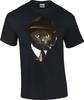 Funny Secret Agent Cat Hat Tie Cigar Mafia Novelty T-Shirt