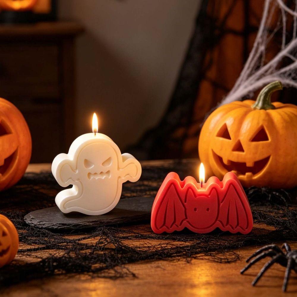 Ghost/Skull/Bat/Pumpkin Shaped Halloween Candle Mold Halloween Silicone Mold  Making Supplies