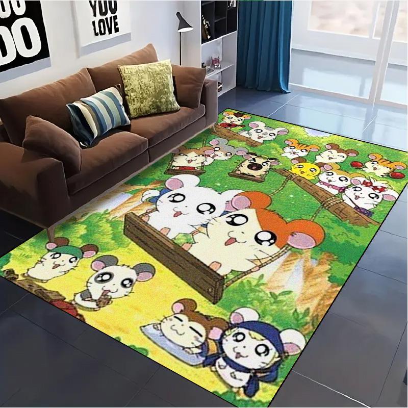 Hamtaro Anime Carpet Rug for Living Room Bedroom Home Sofa Decoration,Kids Play Non-slip Floor Mat