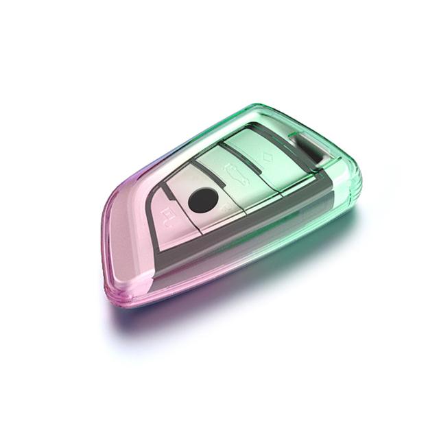 Car Remote Key Case Holder Gold Frame Design Auto Car Keys Shell TPU 4 Button Keychain for BMW A Series B Series Accessories