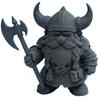 Viking Dwarf Warrior Statue, 3D Printed Barbarian Figurine, Horned Helmet Desk Decor for Home Office, Collectible Gift