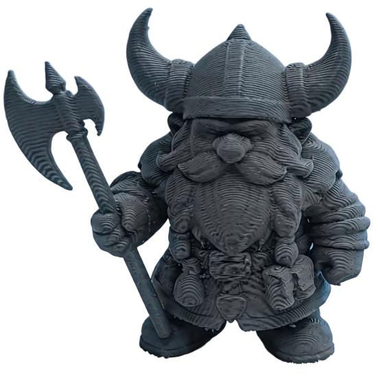 Viking Dwarf Warrior Statue, 3D Printed Barbarian Figurine, Horned Helmet Desk Decor for Home Office, Collectible Gift