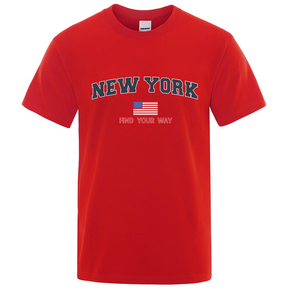 New York Finde Deinen Weg Usa Street Buchstaben T-Shirts Herren Übergroße Oberteile Cartoon Sommer T-Shirt Mode Lockeres T-Shirt Kleidung