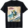 Japanese Frog Surfing Wave Funny Graphic Japan T-shirt, Size S-4XL