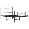 Metal Bed Frame with Headboard and Footboard Black 90 X 190 Cm