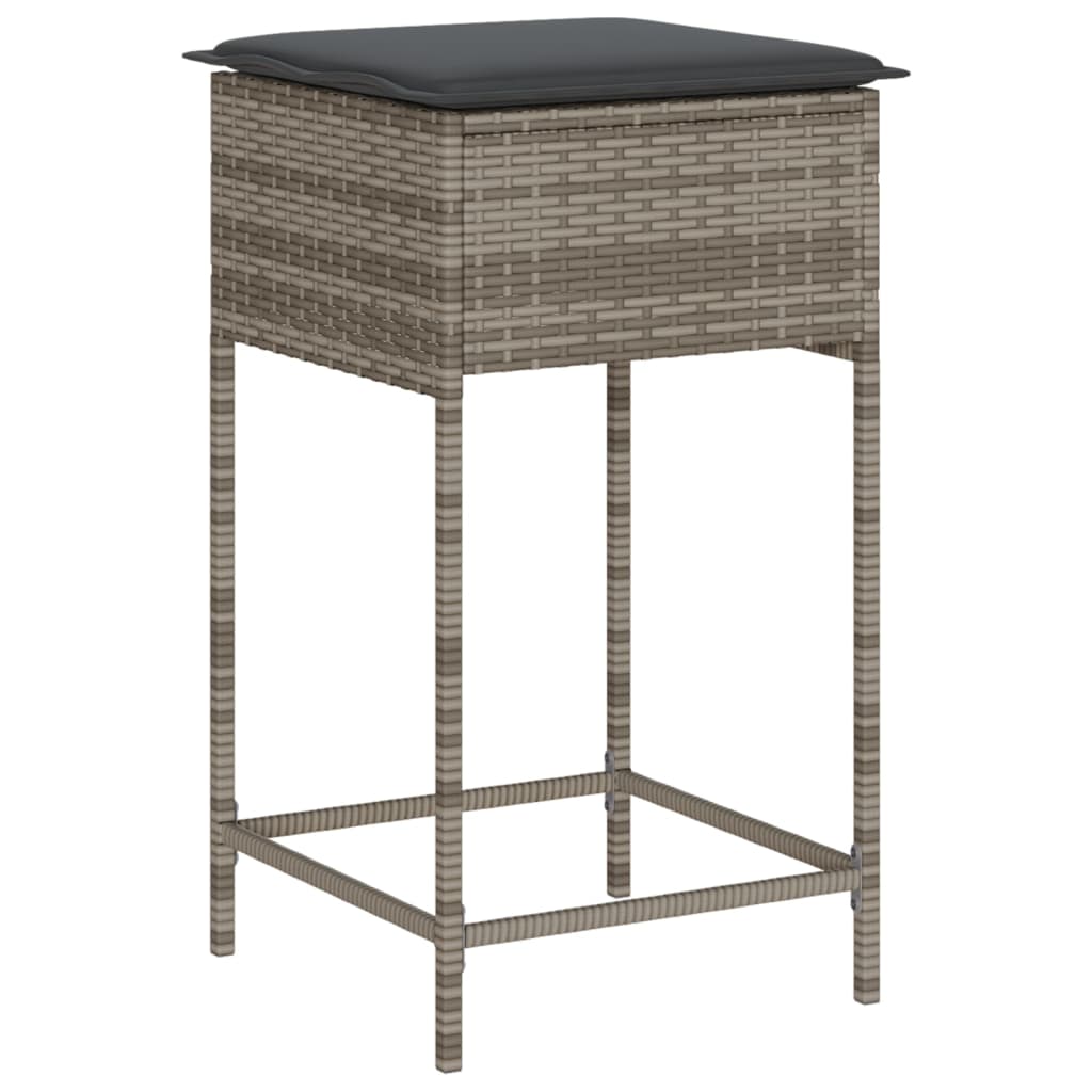 5 Piece Outdoor Bar Set with Cushions Grey Poly Rattan