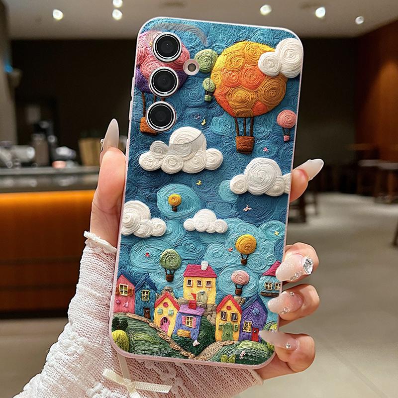 Hülle Für Samsung Galaxy S25Edge S26 S24 S23 S22 Ultra S26 Plus S25 FE Berglandschaftsmuster Lederstruktur TPU Handyhülle