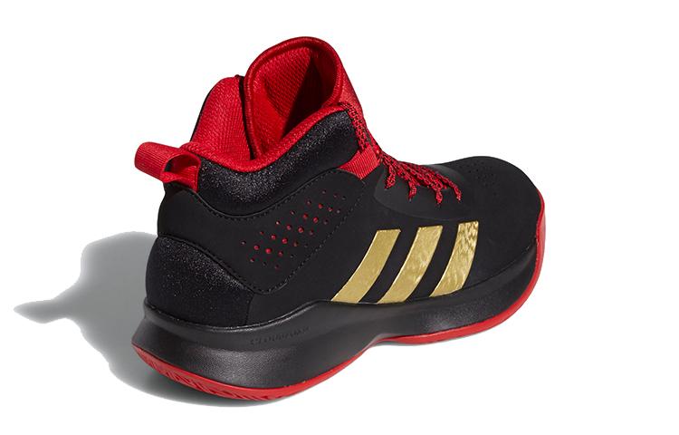 adidas Cross Em Up 5 Breathable Mid Top Vintage Basketball Shoes Black Red Gold Kids' FZ1475