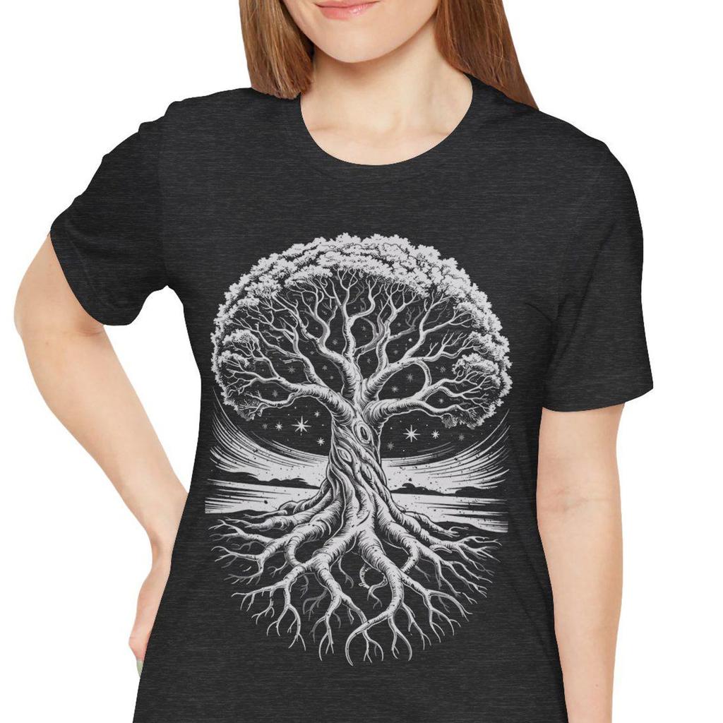 Detailed Yggdrasil Shirt, Norse World Tree Tee, Viking Mythology Gift, Cozy Goth Pagan Apparel, Celtic Knot Tree of Life Graphic