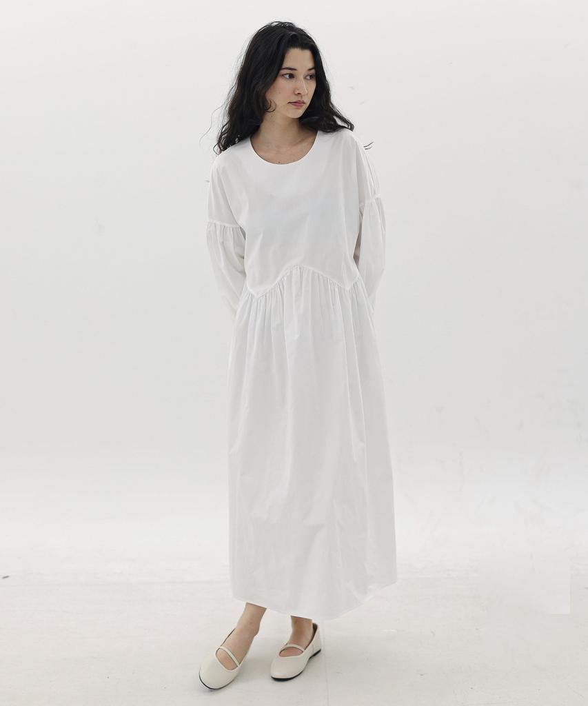 Keullaepeu Wave Puff Cotton Dress_Ivory