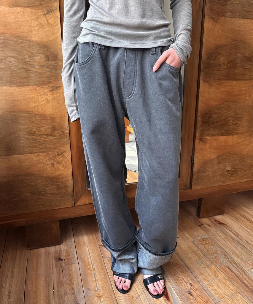 Daiaegeuneol Denim Rolled Sweat Pants (Grey)