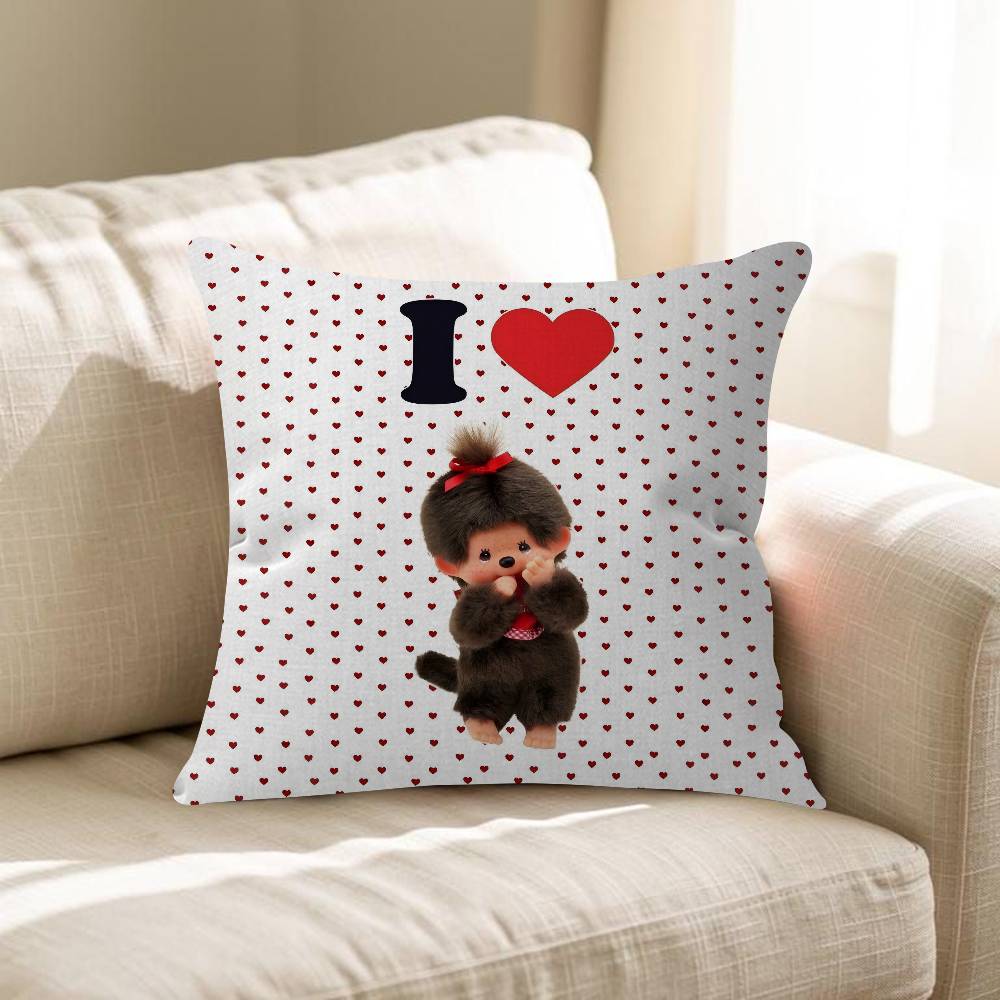 M-Monchhichi Cute Personalized Pillow Cover Kids Bedroom Wild Party Decor Pillowcase Kid Birthday Shower Gift