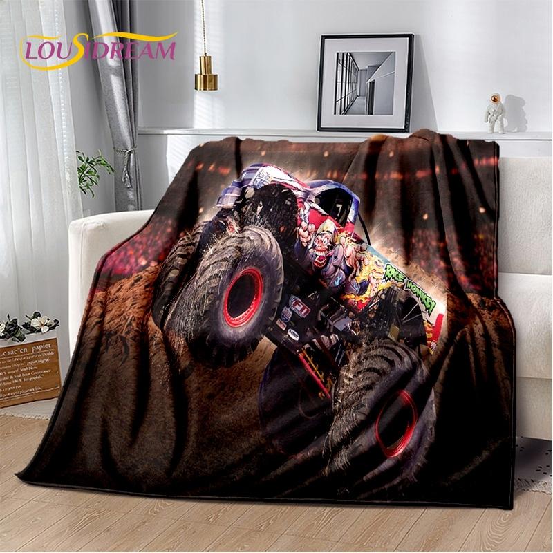 Monster Truck 3D Monster Jam Cartoon Weiche Decken, Warme Kuscheldecke Bequeme Decke für Picknick Betten Sofa Haus Schlafzimmer