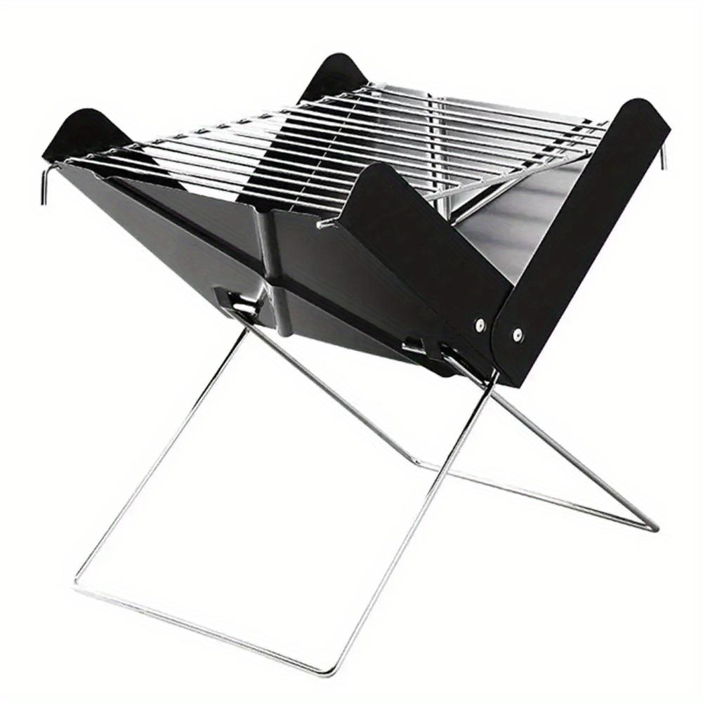 Barbecue portable Gril à charbon de bois, gril pliable en forme de cahier, amovible pliable, adapté pour le camping, la terrasse, l'extérieur
