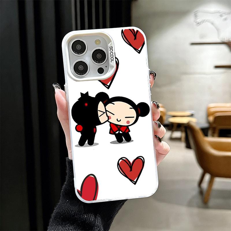 Cartoon Niedliche Pucca Garu Weiche Handyhülle für iPhone 15 16 17 Pro Max 17Air 16E 14 Plus 13 12 Mini Stoßfeste Hülle Rückschale