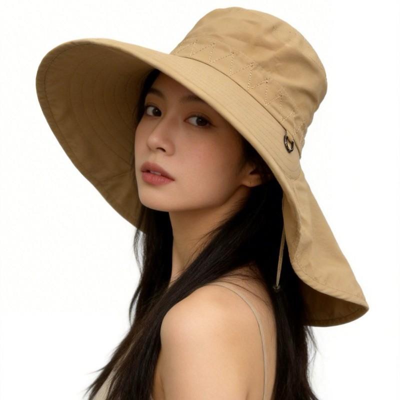 Sunscreen Hat Women's Summer Sun Hat Outdoor Cycling Neck Protection Sun Hat Big Brim Breathable Folding Climbing Bucket Hat