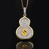 Fashion Retro Colored Treasure Necklace Gourd Pendant Inlaid With Zircon Emerald Collarbone Chain In Sapphire Necklace