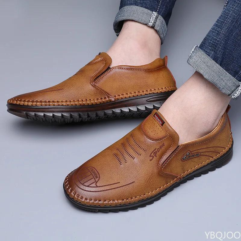 High Quality Shoes Handmade Leather Footwear Male Casual Business Flats Outdoor Soft Soled Trendy Flat Bottom Travel Sneakers