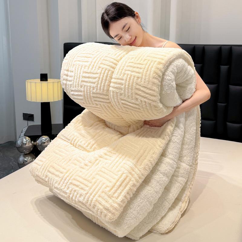 Solid Color Tafu Velvet Jacquard Quilt Core Autumn and Winter Quilt Warm Velvet Simple Wind Thick Quilt
