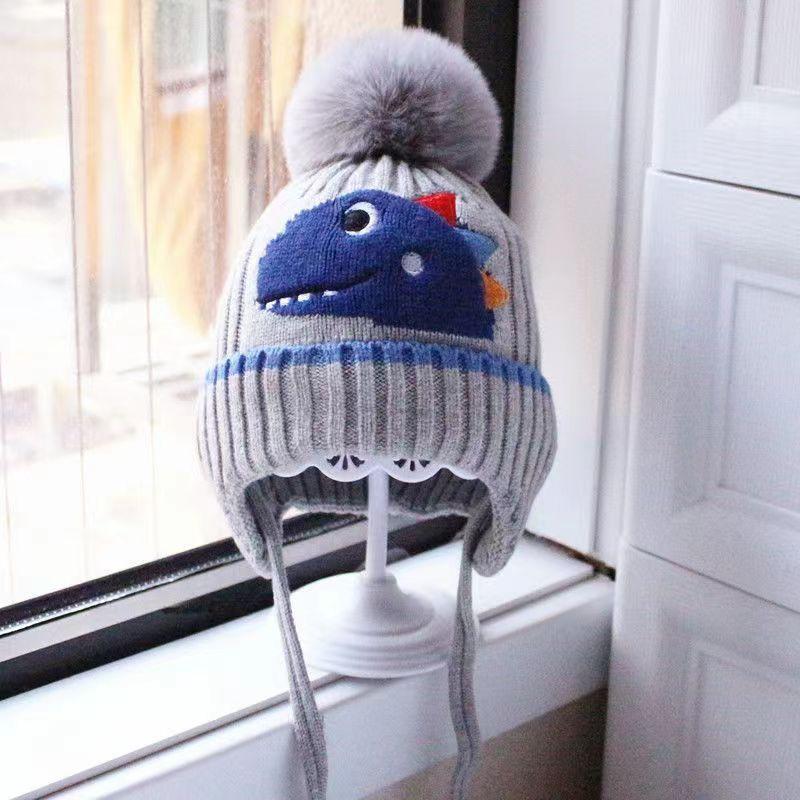 Kinder Cartoon Niedliche Ohrenschützer Strickmütze Winter Jungen Mädchen Warme Mütze