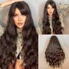 LOUIS FERRE Long Platinum Wave Synthetic Wig for White Women Ombre Light Blonde Wigs With Bangs Daily Cosplay High Temperature