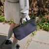 (2nd Stock) Daily Leather Canvas Tote Bag _ NAVY