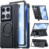 Motorola Razr Fold Case with Hinge Protection Magnetic Ring Dual Stand and HD Screen Protector-Black