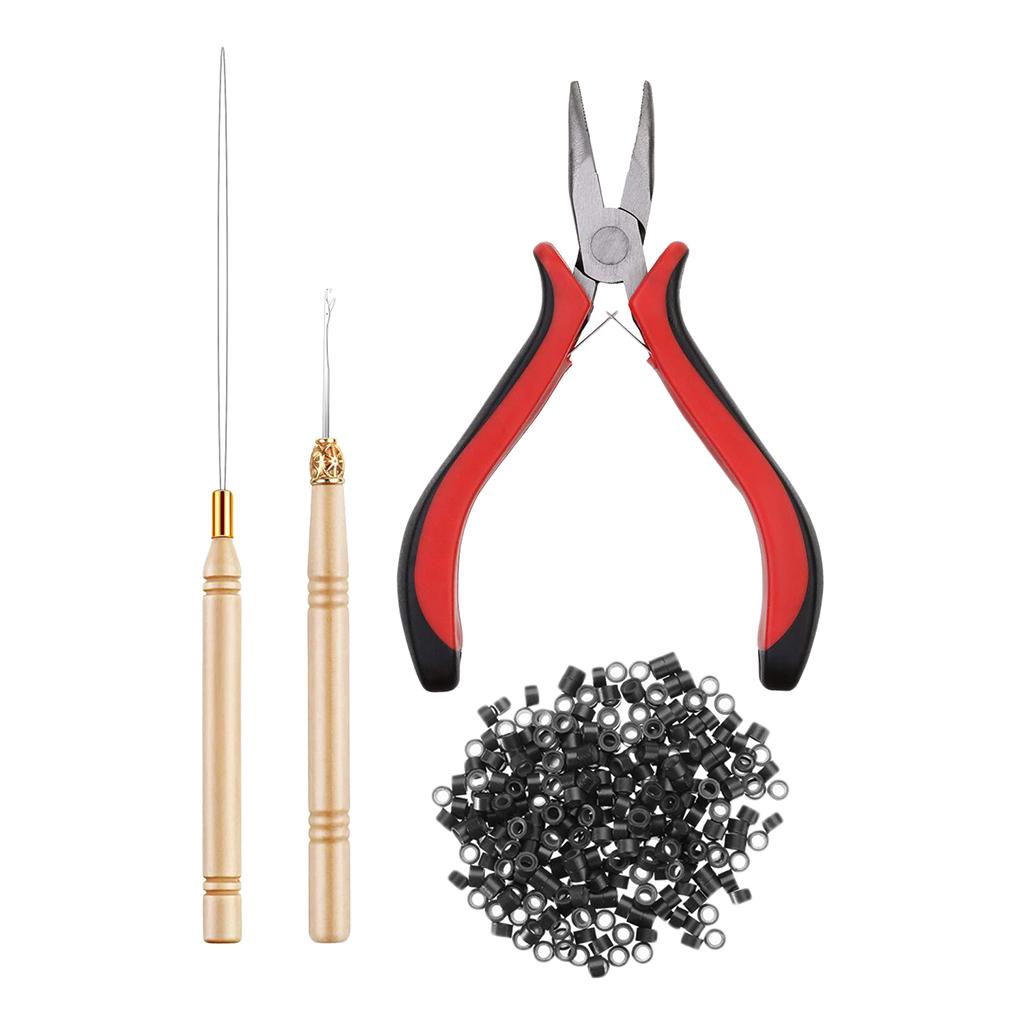 Hair Bun Extension Micro Silicone S Plier Hook Pulling Tools Kit Professional Hair Styling Accessory