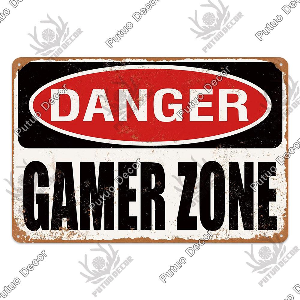 Decor Funny Gamer Vintage Tin Sign Plaque Metal Poster Retro Gaming Room Wall Art Painting for Home House Decoration