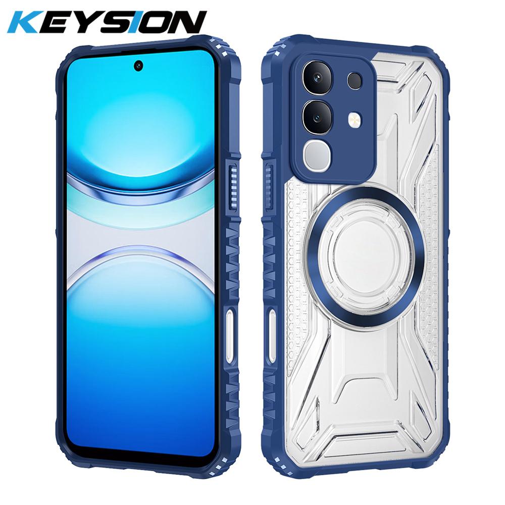 KEYSION Transparente magnetische Hülle für VIVO Y29 4G Weiches Silikon+PC Robuste stoßfeste Handy-Rückseite für IQOO Z10X 5G