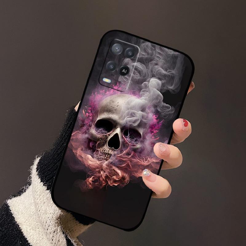 For Oppo A54 4G Case Black Silicone Soft TPU Shockproof Phone Cases For Oppo A54 Painted Phone Cover CPH2239 Protective Fundas