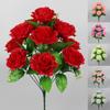 12 teste di mazzi di rose di rayon a 9 colori per matrimonio, sposa, bastoncini per mano, fiori, decorazione per feste di San Valentino, mazzi di simulazione