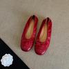 Version peau de mouton~ chaussures pour femmes rétro à bouche légère à une pédale en cuir souple à semelle souple chaussures de grand-mère rétro à semelle plate en cuir petites chaussures simples