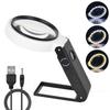 Magnifying Glass With Light And Stand 10x 25x Foldable Magnifier Usb Handheld And Standing Illuminated Magnifier Reading