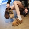 Platform Biscuit Shoes Women's 2025 Spring and Autumn New Retro Casual Sports Style Kangaroo Shoes British Style Doudou Shoes