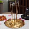 Handcrafted Brass Incense Holder – 5 Stick Burner | Vintage Meditation Decor | Brass Agarbatti Stand for Yoga, Home & Spiritual Use (Antique Gold)