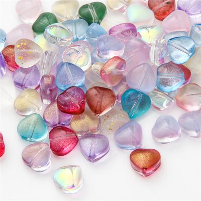 30Pcs AB Color Heart Beads 8mm DIY Earrings Hairpin Spacer Beads Handmade Jewelry Accessories For Jewelry Making Glass Bracelets Czech Loose