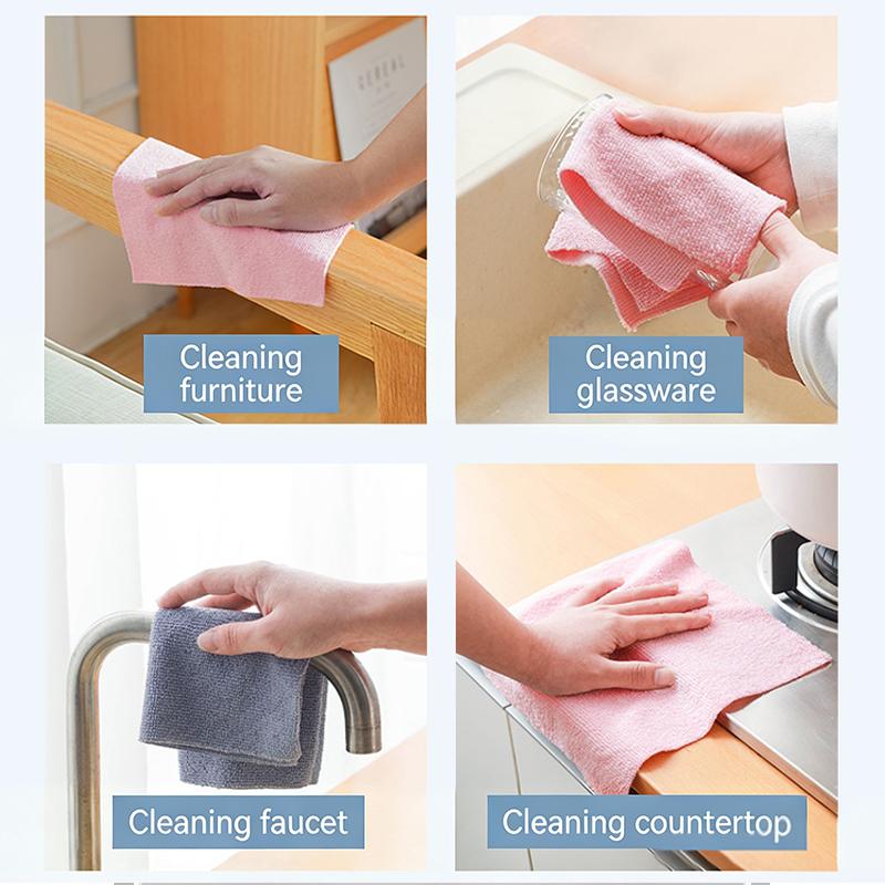 25Cmx25Cmrag Microfiber Towels Roll/Non-Stick Oil Dish Rags/Dish Cloth Towel/Kitchen Rag Towel/Kitchen Cleaning Dishcloth