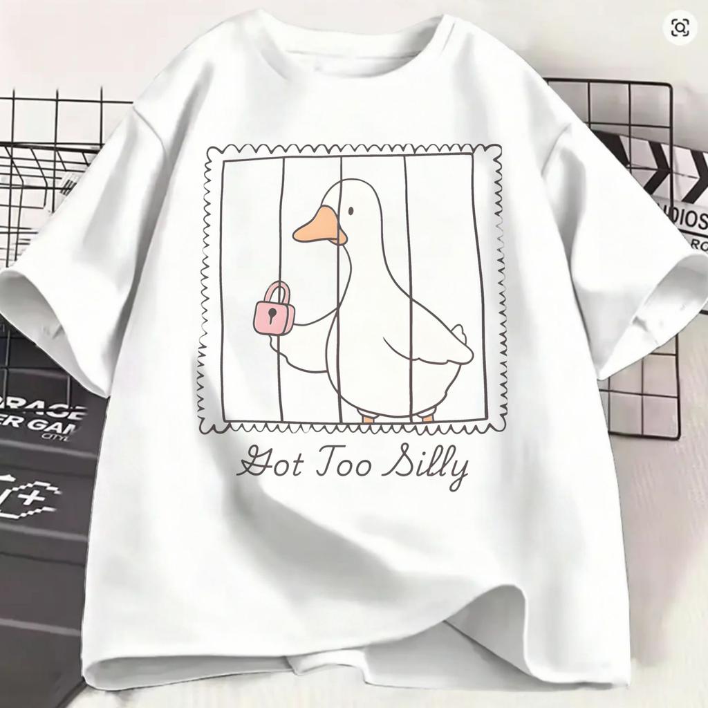 Oversized T Shirt Summer Funny Goose Got Too Silly Leisure T Shirts 100 Cotton Tee Shirt For Unisex Awesome Short Sleeve Tops