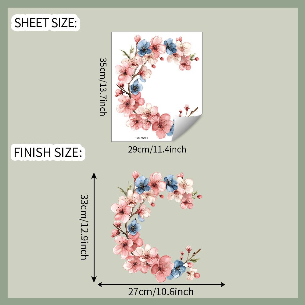 Hand Painted Floral Wreath Toilet and Multi-Surface Sticker Set Waterproof Self-Adhesive Removable Decal for Bathroom WC Home Decor
