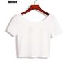 Ladies Short Sleeve O Neck T-shirt Sexy Tops Summer Basic Simple Stretch Solid Color Tee Shirts