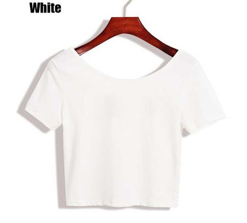 Ladies Short Sleeve O Neck T-shirt Sexy Tops Summer Basic Simple Stretch Solid Color Tee Shirts
