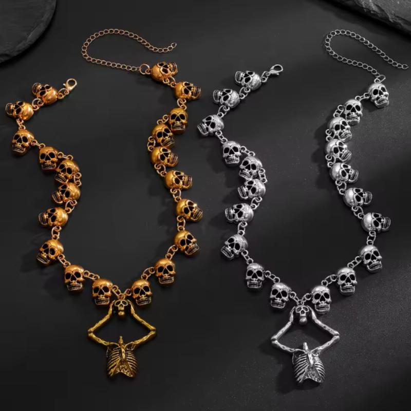 1 Personalized Creative Skull Necklace, Men's and Women's Gothic Trend Accessory Jewelry