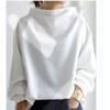 Women S Loose Casual Pullover Sweatshirt Half High Neck Long Sleeve Solid Color