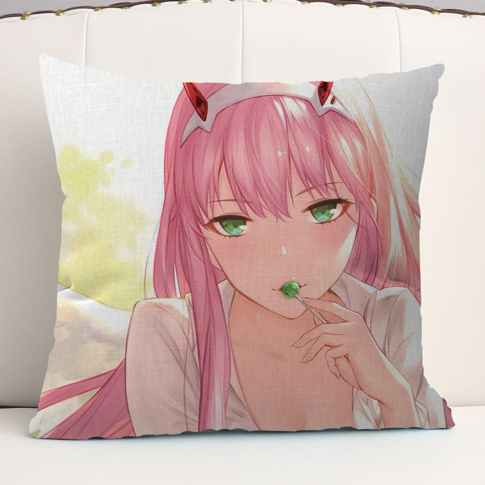 Darling in The FranXX Zero Two Kissenbezug Auto Dekokissenhülle Für Sofa Auto Weihnachtsgeschenk 40x40cm 45x45cm